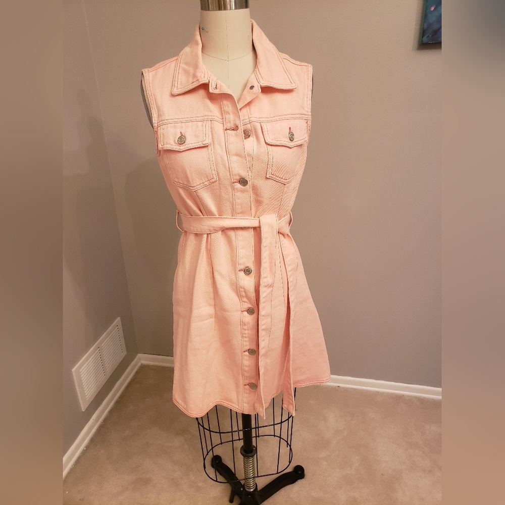 Pink denim dress